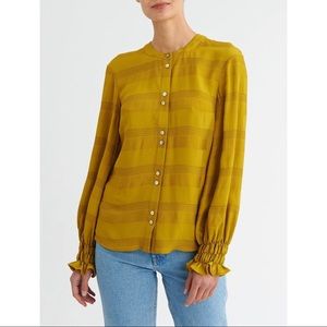 BECKEN chartreuse yellow blouse puffed sleeve